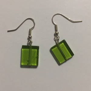 Green Square Earrings